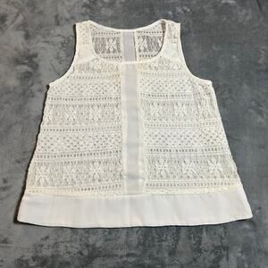 Women's Sleeveless Scoop Neck Lace Blouse Size X-Small Casual Boho Cottagecore